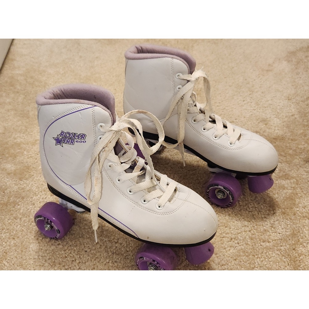 Roller Derby Roller Star 600 Women White Purple Quad Roller Skates Size 9